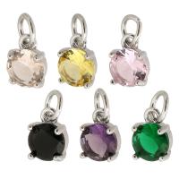 Cubic Zirconia Brass Pendants, with Cubic Zirconia, silver color plated, DIY Approx 3mm 