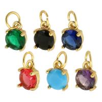 Cubic Zirconia Brass Pendants, with Cubic Zirconia, gold color plated, DIY Approx 3mm 