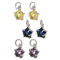 Cubic Zirconia Brass Pendants, with Cubic Zirconia, Star, silver color plated, DIY Approx 3mm 