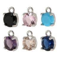 Cubic Zirconia Brass Pendants, with Cubic Zirconia, silver color plated, DIY Approx 1mm 