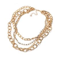 Fashion Multi Layer Necklace, Zinc Alloy, plated, multilayer & Unisex & with rhinestone 490mm 