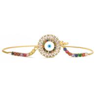 Evil Eye Jewelry Bracelet, Brass, 18K gold plated, micro pave cubic zirconia & for woman Approx 7-9.4 Inch 