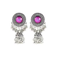 Resin Zinc Alloy Earring, with Resin, Cage, antique silver color plated, Bohemian style & for woman 