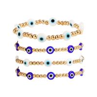Evil Eye Jewelry Bracelet, Porcelain, with Zinc Alloy, gold color plated, multilayer & for woman, 4mm, 8mm Approx 6.7 Inch 