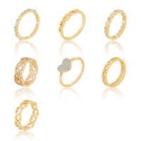 Zinc Alloy Ring Set, plated, for woman & with rhinestone & hollow US Ring .5-10.5 