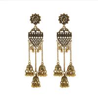 Fashion Fringe Earrings, Zinc Alloy, with Seedbead, Bell, plated, Bohemian style & for woman & with rhinestone 27-110mm 
