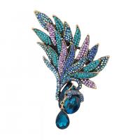 Rhinestone Zinc Alloy Brooch, with Crystal, Phoenix, gold color plated, Unisex & with rhinestone 