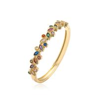 Brass Bangle, 18K gold plated, micro pave cubic zirconia & for woman 58mm 