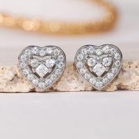 Cubic Zirconia Micro Pave Brass Earring, Heart, platinum color plated, micro pave cubic zirconia & for woman, 11mm 