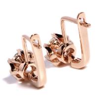 Cubic Zircon (CZ) Leverback Earring, Brass, rose gold color plated, micro pave cubic zirconia & for woman, 6mm 