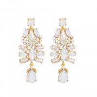 Zinc Alloy Rhinestone Drop Earring, gold color plated, for woman & with rhinestone 