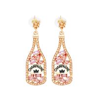 Zinc Alloy Rhinestone Drop Earring, Bottle, gold color plated, for woman & with rhinestone 