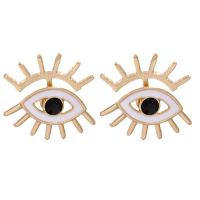 Enamel Zinc Alloy Stud Earring, Eye, gold color plated, for woman & with rhinestone 