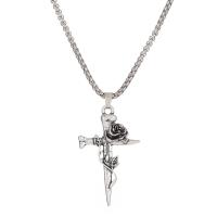 Zinc Alloy Necklace, with 5cm extender chain, Cross, fashion jewelry & for woman, silver color cm 