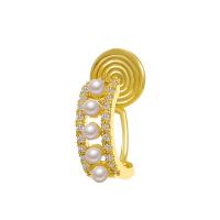 Earring Cuff and Wraps, Brass, with ABS Plastic Pearl, plated, fashion jewelry & for woman & with rhinestone 14mm 