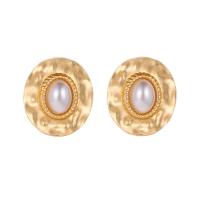 Plastic Pearl Zinc Alloy Earring, with ABS Plastic Pearl, plated, fashion jewelry & for woman, golden 