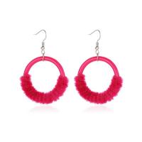 Fluffy Pom Pom Earrings, Resin, with Plush & Zinc Alloy, fashion jewelry & for woman 