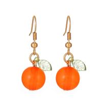 Resin Zinc Alloy Earring, with Resin, Orange, fashion jewelry & for woman & enamel, orange 