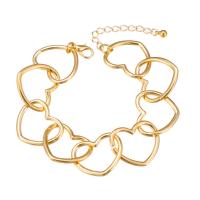Fashion Zinc Alloy Bracelets, with 7.5cm extender chain, Heart, gold color plated, fashion jewelry & for woman, golden, 15mm cm 