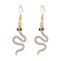 Zinc Alloy Rhinestone Drop Earring, Snake, plated, fashion jewelry & for woman & with rhinestone, Crystal Golden Shadow (Steel) 