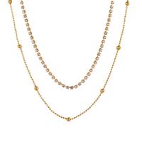 collier de Stras en alliage Zinc, alliage de zinc, avec 6.5cm chaînes de rallonge, Placage de couleur d'or, 2 pièces & bijoux de mode & pour femme & avec strass, doré cm, Vendu par fixé