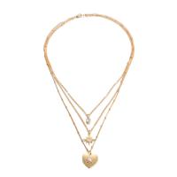 Fashion Multi Layer Necklace, Zinc Alloy, with ABS Plastic Pearl, gold color plated, three layers & fashion jewelry & for woman & with rhinestone, golden, 20mm cm 
