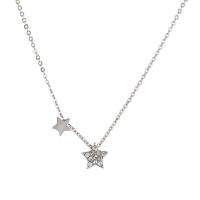 Rhinestone Zinc Alloy Necklace, Star, silver color plated, fashion jewelry & for woman & with rhinestone, silver color, 10mm cm 