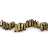 Natural Plating Quartz Beads, Clear Quartz, irregular, gold color plated, DIY Approx 38 cm 