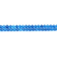 Gefärbte Quarz Perlen, Klarer Quarz, rund, poliert, DIY & verschiedene Größen vorhanden, blau, Länge:ca. 38 cm, verkauft von Strang
