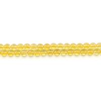 Gefärbte Quarz Perlen, Klarer Quarz, rund, poliert, DIY & verschiedene Größen vorhanden, gelb, Länge:ca. 38 cm, verkauft von Strang