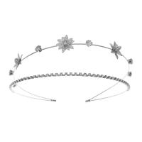Hair Bands, Zinc Alloy, silver color plated, Double Layer & for woman & with rhinestone, silver color 