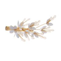 Alligator Hair Clip, Zinc Alloy, with brass wire & Crystal, gold color plated, for woman, golden 