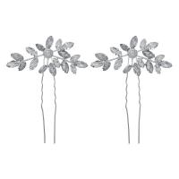 Hair Stick, Zinc Alloy, silver color plated, for woman & with rhinestone, silver color 