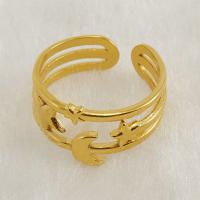 Stainless Steel Finger Ring, 304 Stainless Steel, Moon and Star, 18K gold plated, fashion jewelry & for woman, golden, 8mm 