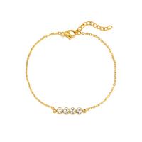 Stainless Steel Charm Bracelet, 304 Stainless Steel, with 1.18inch extender chain, fashion jewelry & for woman & with rhinestone, golden, 16mm Approx 6.3 Inch 