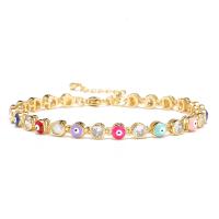 Evil Eye Jewelry Bracelet, Brass, gold color plated, Adjustable & micro pave cubic zirconia & for woman & enamel, multi-colored, 240mm 