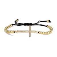 Cubic Zirconia Micro Pave Brass Bracelet, Cross, handmade, Adjustable & micro pave cubic zirconia & for woman 