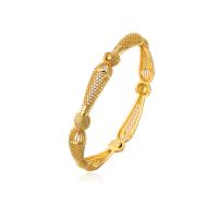 Brass Bangle, gold color plated, for woman & hollow, gold, 60mm 