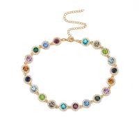 Cubic Zircon Micro Pave Brass Necklace, gold color plated & micro pave cubic zirconia & for woman, multi-colored 