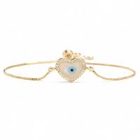 Evil Eye Jewelry Bracelet, Brass, gold color plated, Adjustable & micro pave cubic zirconia & for woman & enamel, gold 