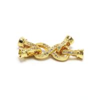 Brass Hook and Eye Clasp, plated, micro pave cubic zirconia 