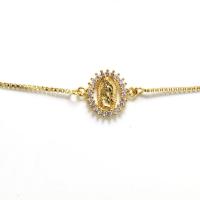 Cubic Zirconia Micro Pave Brass Bracelet, gold color plated & micro pave cubic zirconia & for woman, gold, 220mm 