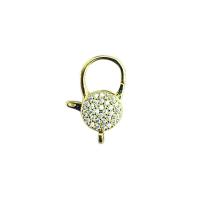 Brass Lobster Claw Clasp, plated & micro pave cubic zirconia 17mm 