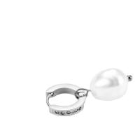 Huggie Hoop Drop Earring, Titanium Steel, with Plastic Pearl, plated, for woman 27.5mm 