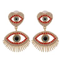 Zinc Alloy Rhinestone Drop Earring, Eye, gold color plated, for woman & with rhinestone 