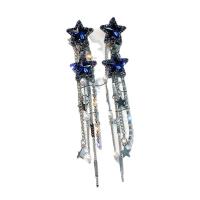 Fashion Fringe Earrings, Zinc Alloy, Star, gold color plated, for woman & with rhinestone 
