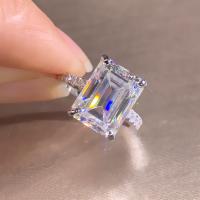 Zirkonia Messing Finger Ring, Platinfarbe platiniert, verschiedene Größen vorhanden & Micro pave Zirkonia & für Frau, verkauft von PC