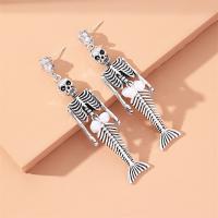 Zinc Alloy Rhinestone Drop Earring, with Plastic Pearl, silver color plated, Halloween Design & fashion jewelry & for woman & with rhinestone 