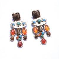 Gemstone Drop Earring, Zinc Alloy, with Gemstone, gold color plated, fashion jewelry & for woman, multi-colored 