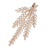 Alligator Hair Clip, Zinc Alloy, gold color plated, fashion jewelry & for woman & with rhinestone, golden 